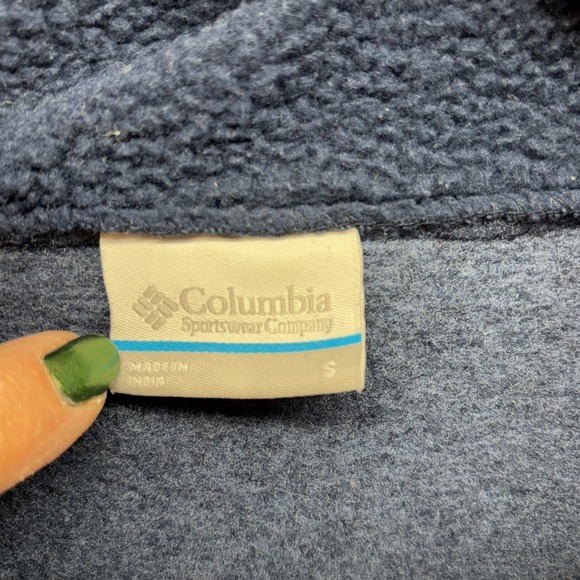 Columbia Mens Fleece Pullover‎ Small Blue 1/4 Zip Long Sleeve Mock Neck - Picture 3 of 7